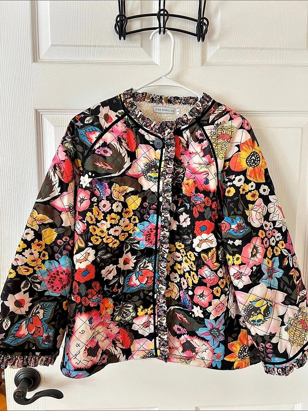 Miss Sparkling Floral Jacket in Black